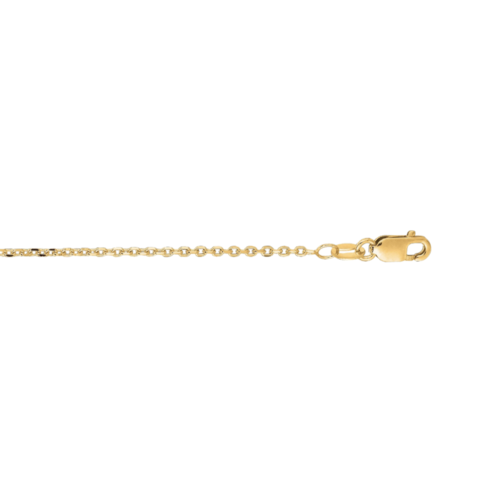 14K Gold 1.3mm Diamond Cut Cable Chain