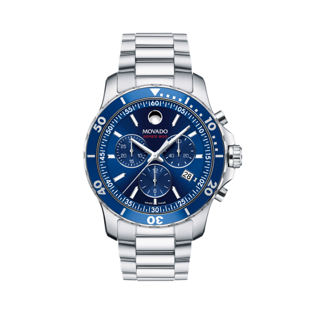 Movado Series 800 Blue Dial Stainless Steel Men's Watch