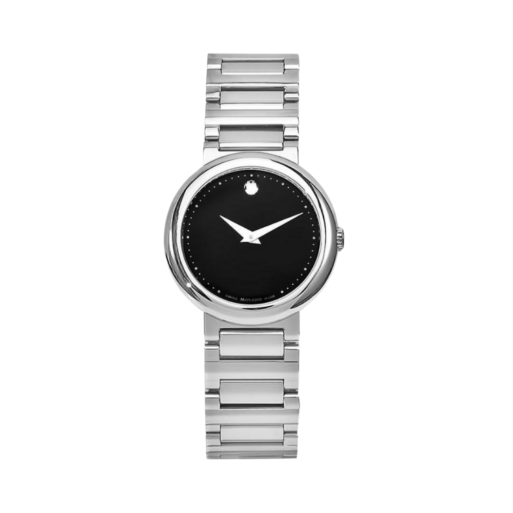 Movado Concerto Black Dial Stainless Steel Ladies Watch