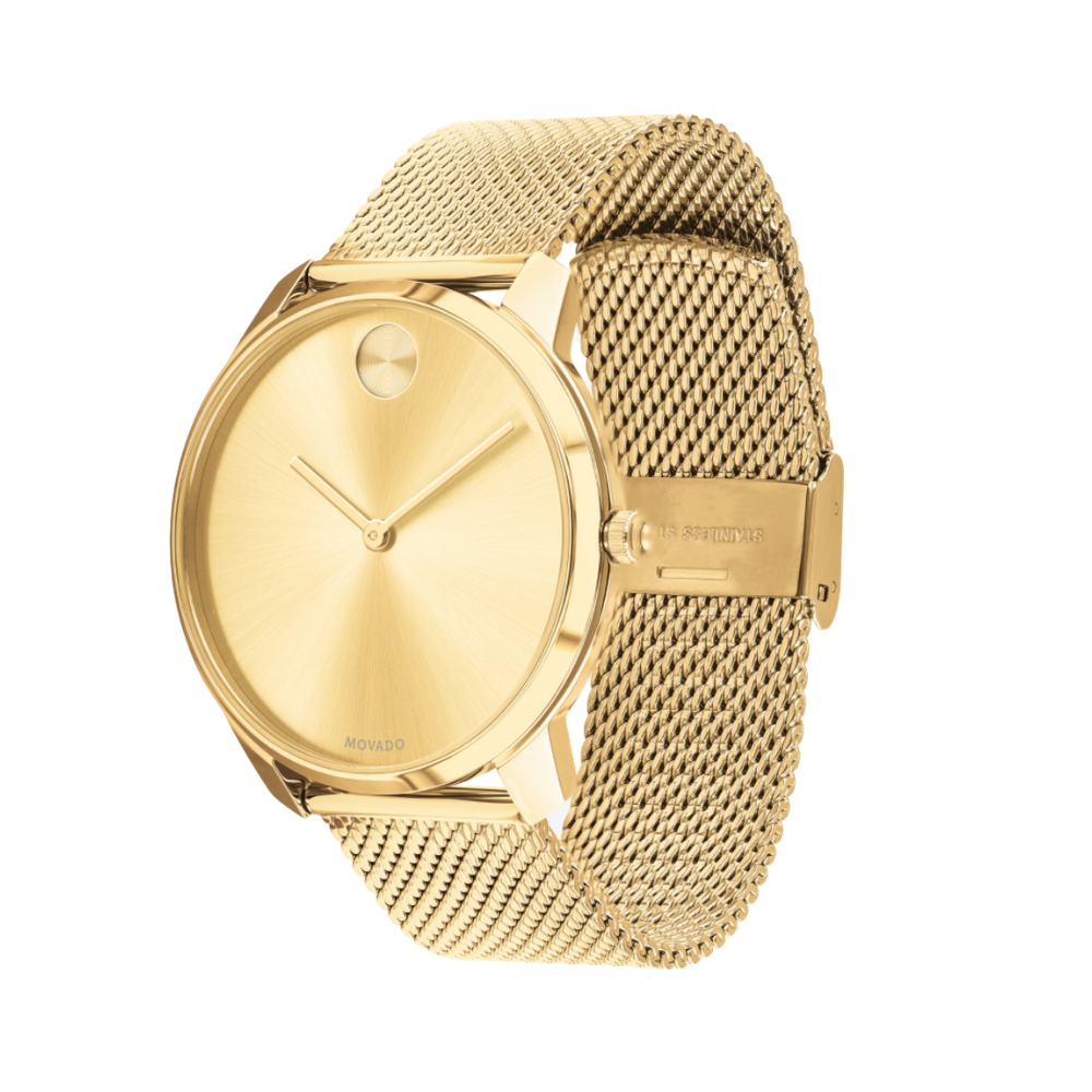 Movado Bold Quartz Gold Dial Yellow Gold Ion-plated Men's Watch