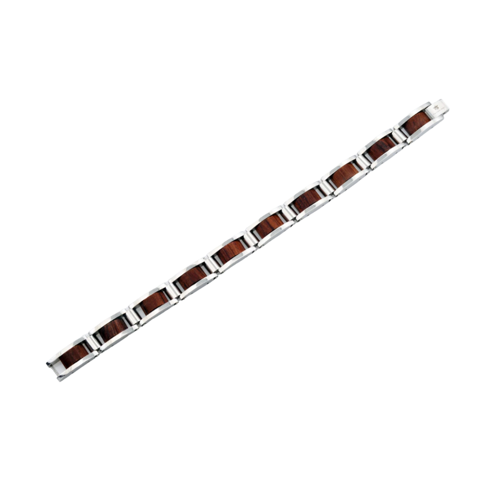 Stainless Steel And Wood Bracelet