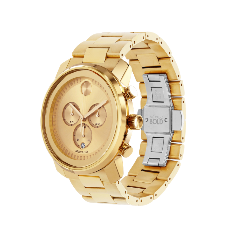 Movado Bold Champagne Dial Yellow Gold Ion-plated Men's Watch