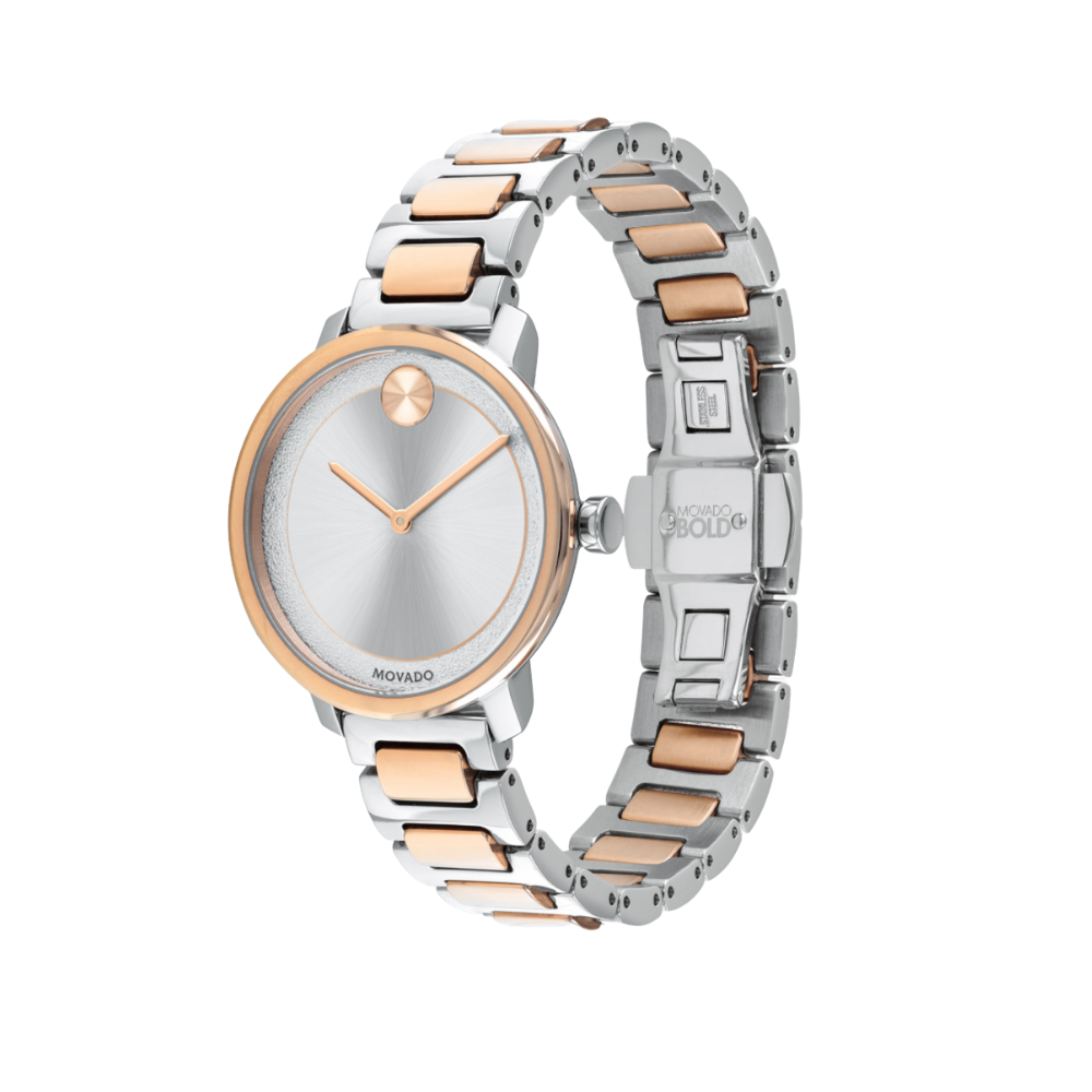 Movado Bold Silver Dial Two-tone Ladies Watch