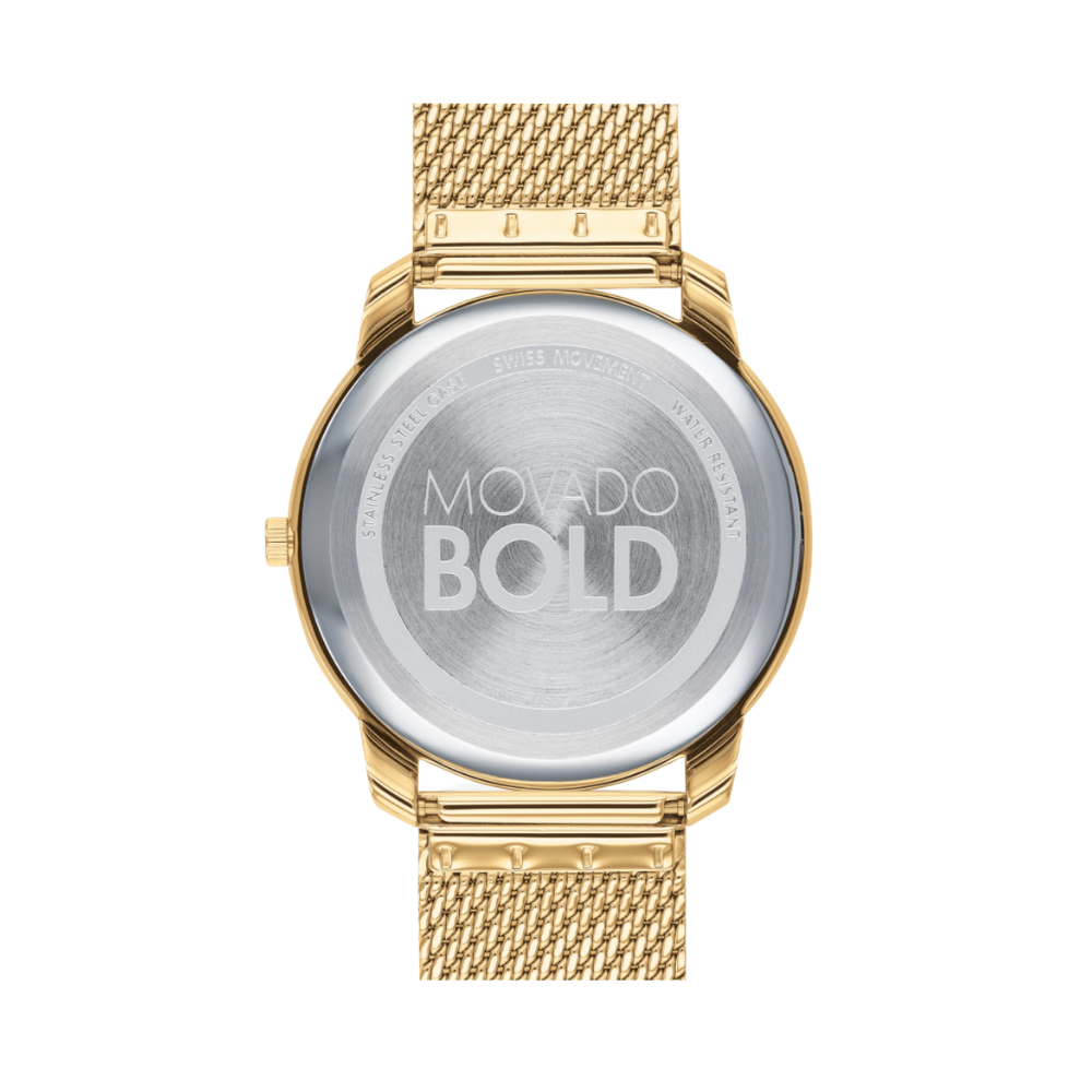Movado Bold Quartz Gold Dial Yellow Gold Ion-plated Men's Watch