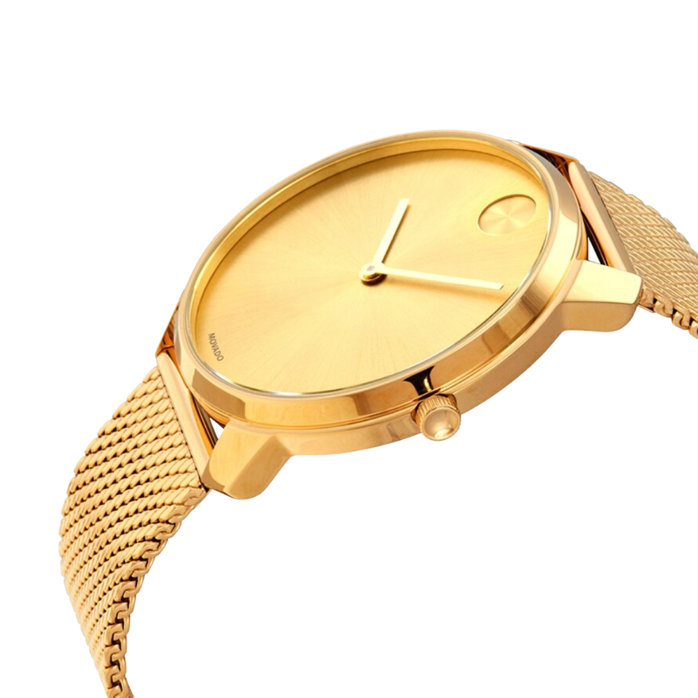 Movado Bold Quartz Gold Dial Yellow Gold Ion-plated Men's Watch