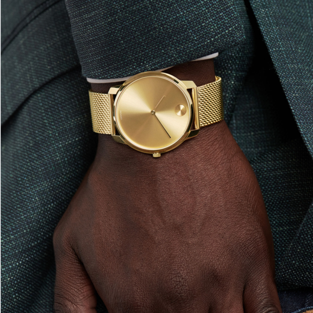 Movado Bold Quartz Gold Dial Yellow Gold Ion-plated Men's Watch