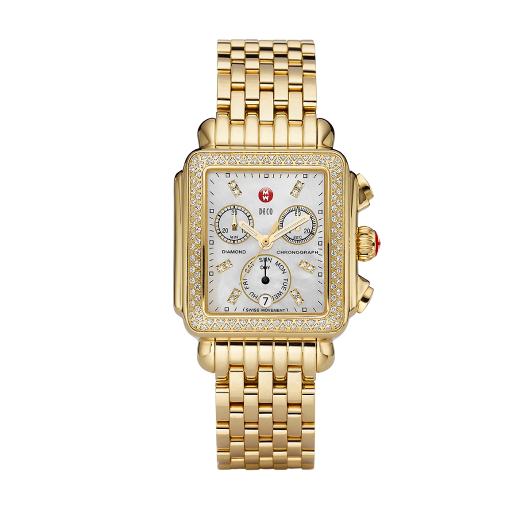Michele Deco 18K Gold Diamond Watch