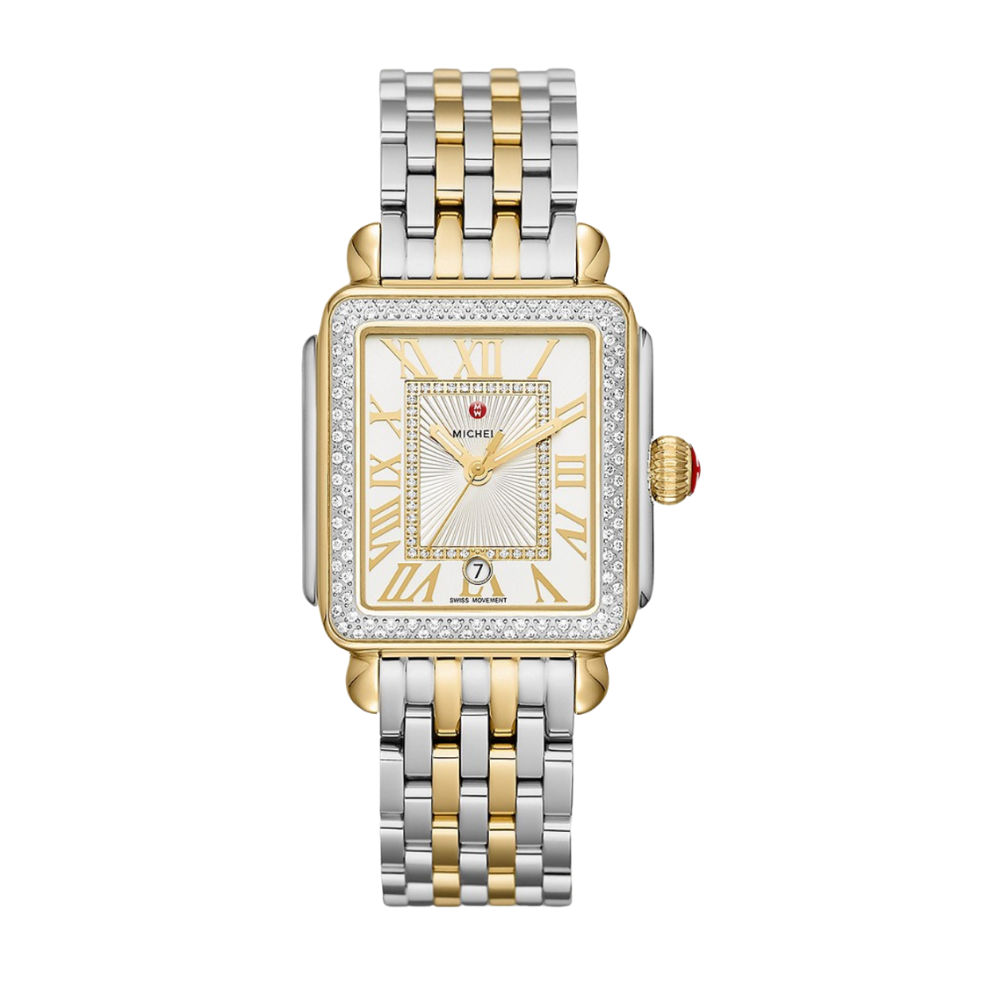 Michele Deco Madison Diamond Two-Tone 18K Gold Diamond Dial Watch