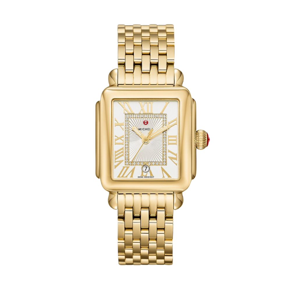 Michele Deco Madison Gold Diamond Dial Watch