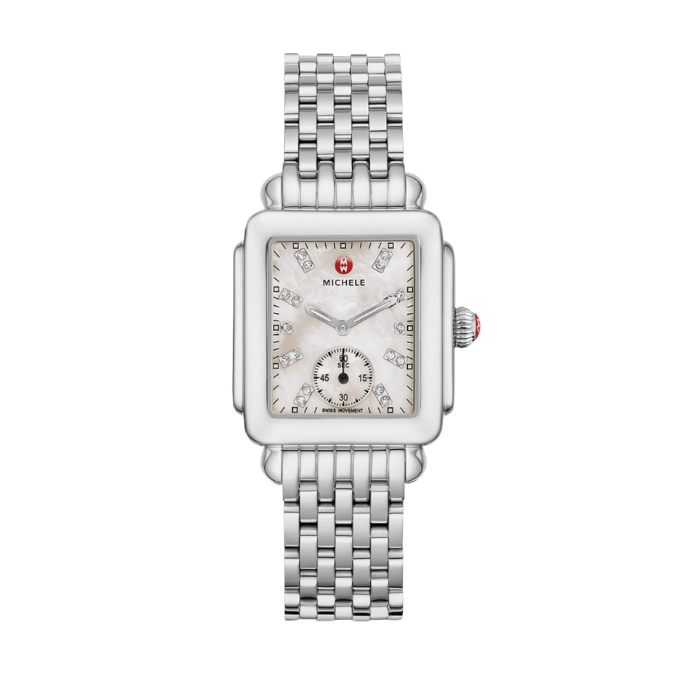 Michele Deco Mid Stainless Diamond Dial Watch
