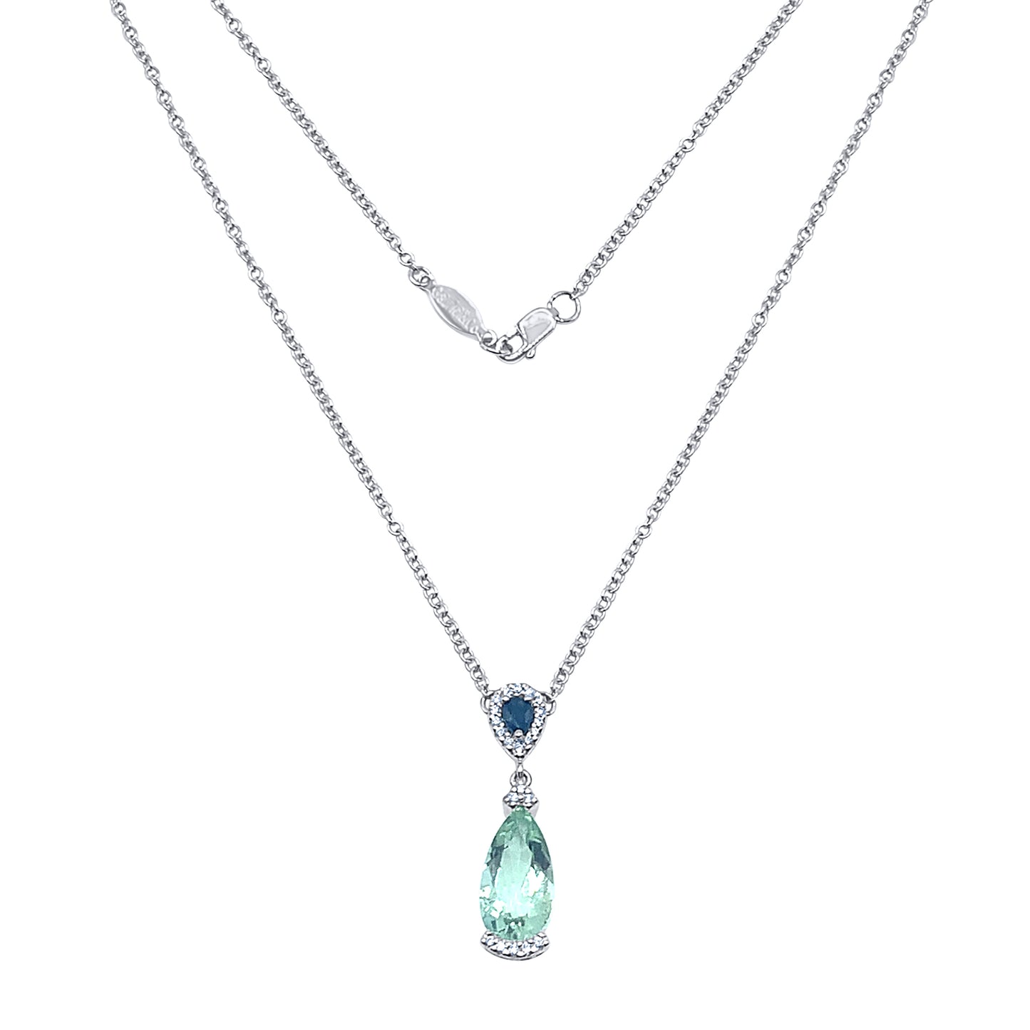 Sapphire and Green Amethyst Diamond Necklace