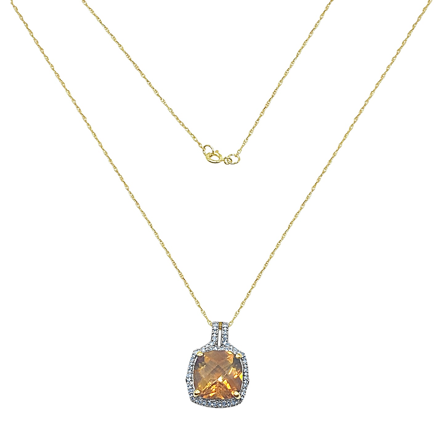 Citrine Diamond Necklace