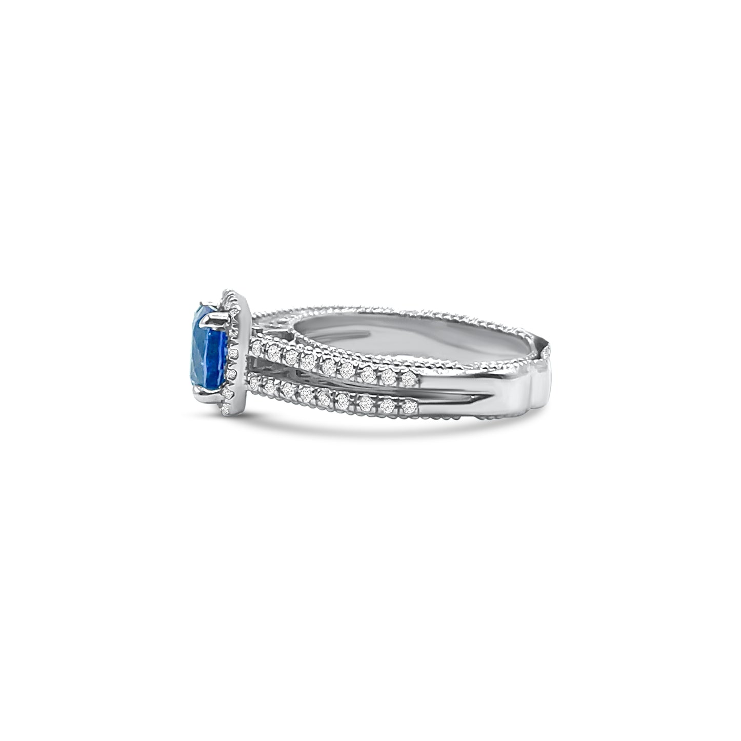 Platinum Diamond and Sapphire Engagement Ring