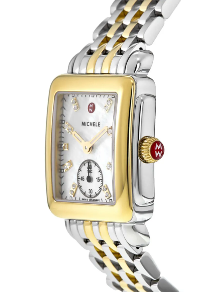 Michele Deco Mid Two-Tone Diamond Dial Watch