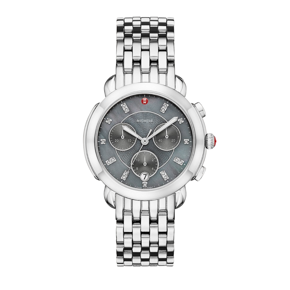 Michele Sidney Stainless Diamond Dial Watch