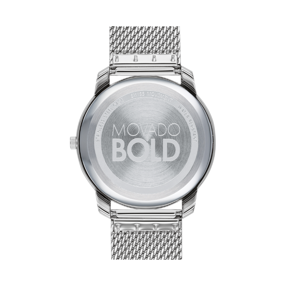 Movado Bold Quartz Silver Dial Stainless Steel Mesh Men's Watch