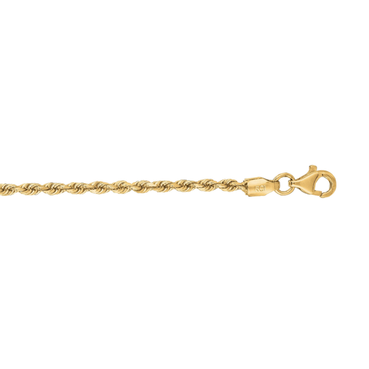 14K Gold 2.25mm Solid Diamond Cut Royal Rope Chain