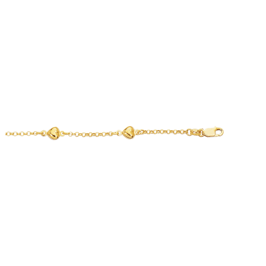 14K Gold Heart Station Link Chain Anklet