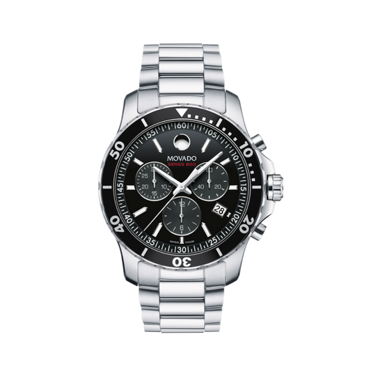 Movado Series 800 Black Dial Stainless Steel Men's Watch