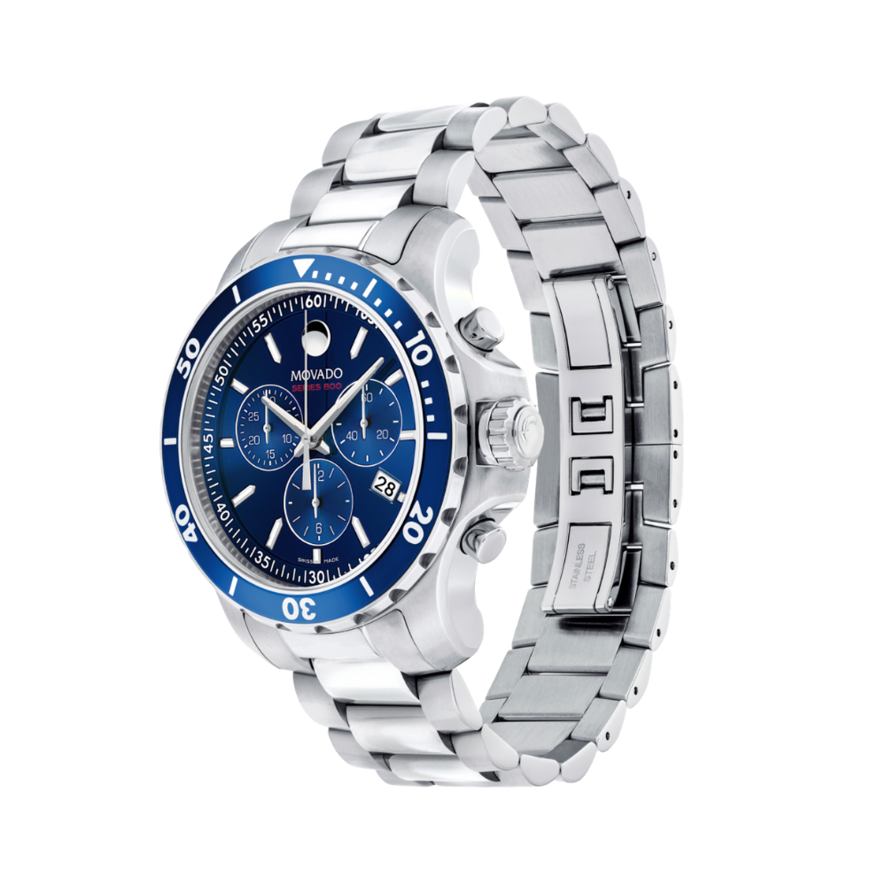Movado Series 800 Blue Dial Stainless Steel Men's Watch