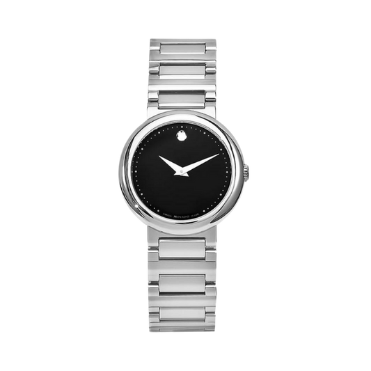 Movado Concerto Black Dial Stainless Steel Ladies Watch
