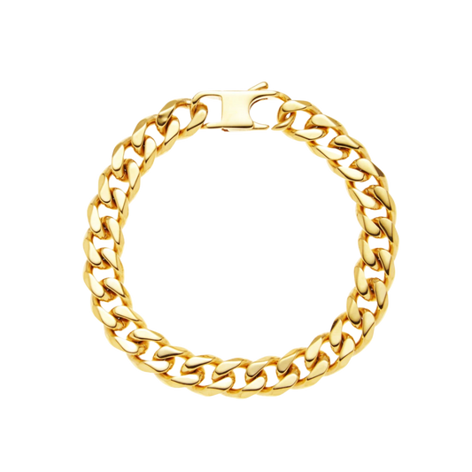 Gold Stainless Steel Cuban Link Chain Bracelet