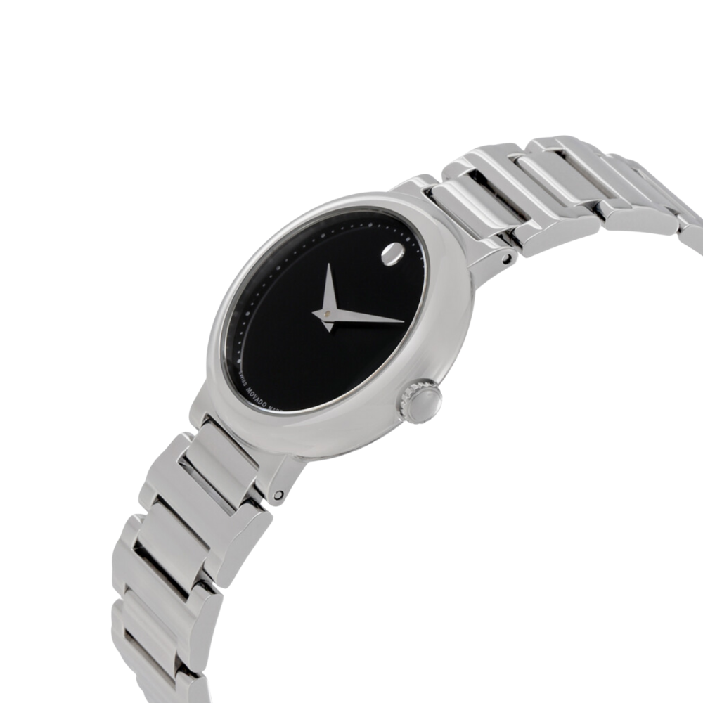 Movado Concerto Black Dial Stainless Steel Ladies Watch