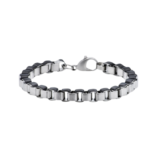 Black Stainless Steel Box Link Chain Bracelet