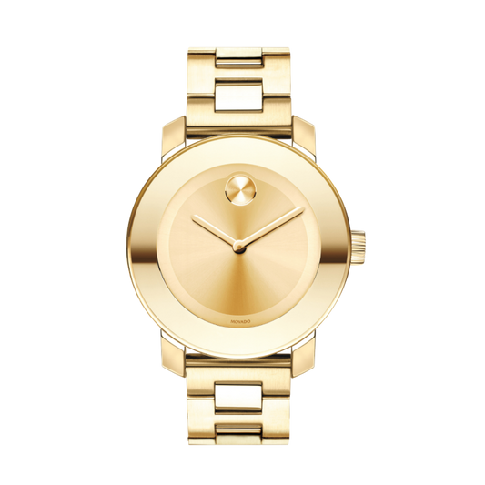 Movado Bold Champagne Dial Yellow Gold Ion-pated Ladies Watch