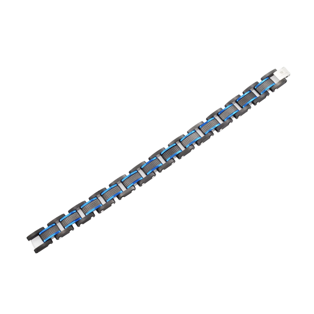 Black Plated Textured Stainless Steel Bracelet