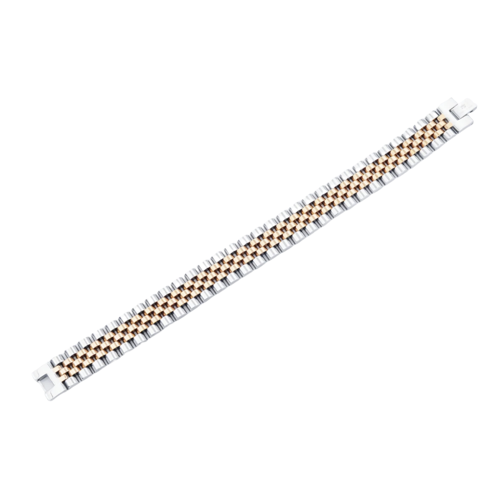 Rose Stainless Steel Watch Style Link Bracelet