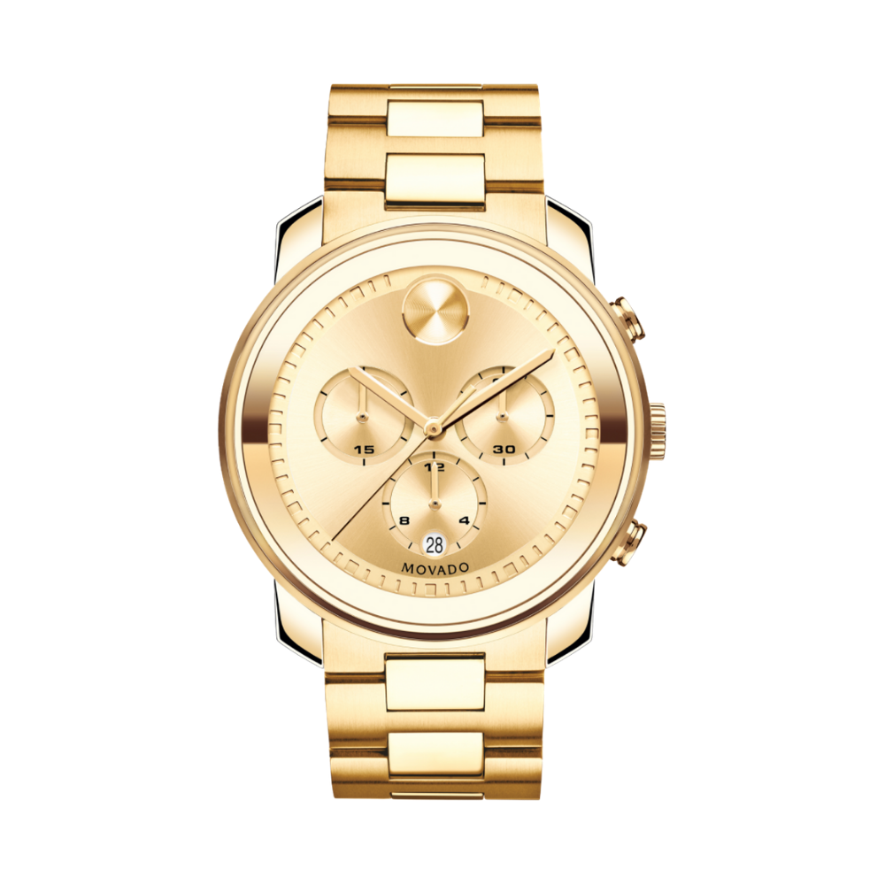 Movado Bold Champagne Dial Yellow Gold Ion-plated Men's Watch