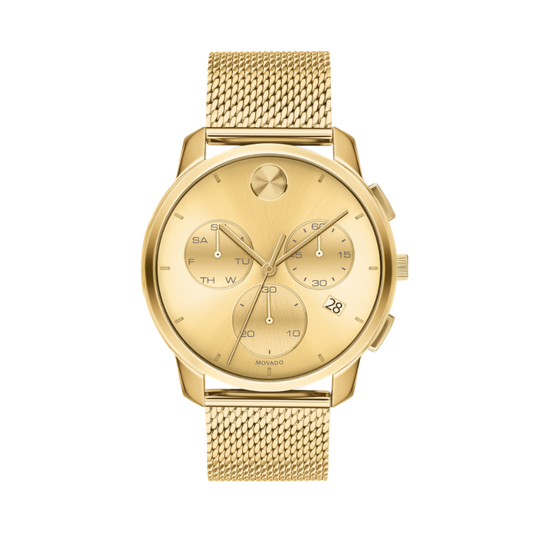 Movado Bold Thin Chronograph Quartz Gold Dial Men's Watch