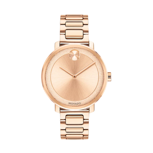 Movado Bold Rose Dial Rose Gold PVD Ladies Watch