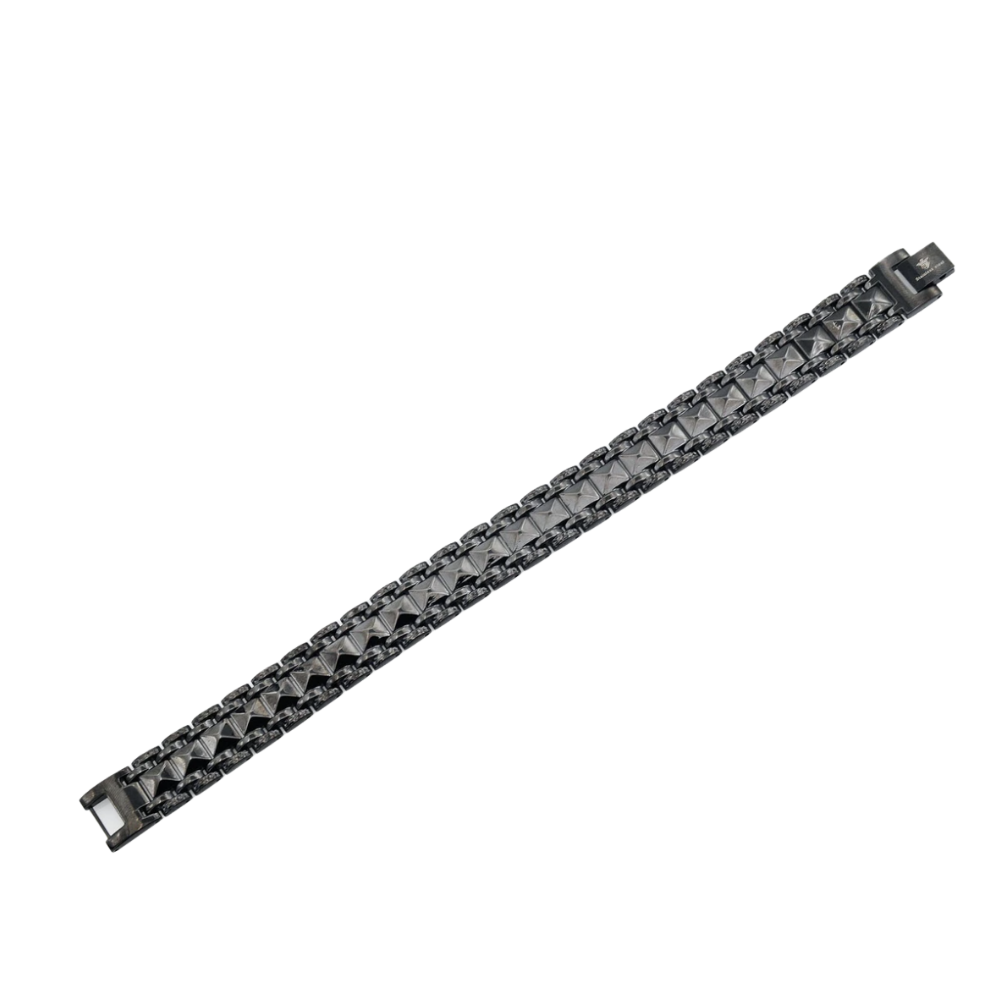 Black Plated Stainless Steel Pyramid Link Bracelet