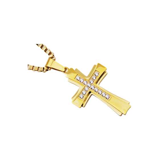 Gold Stainless Steel Cross Pendant