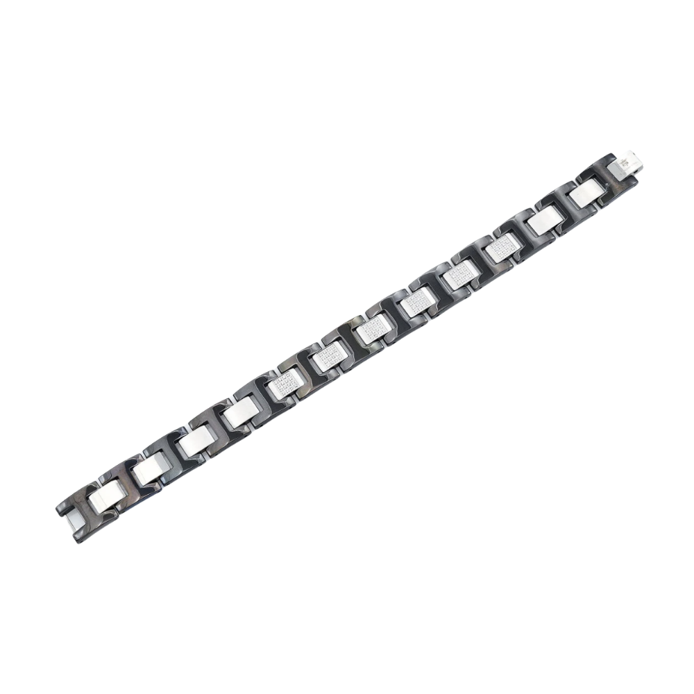 Black Stainless Steel Bracelet with Cubic Zirconia