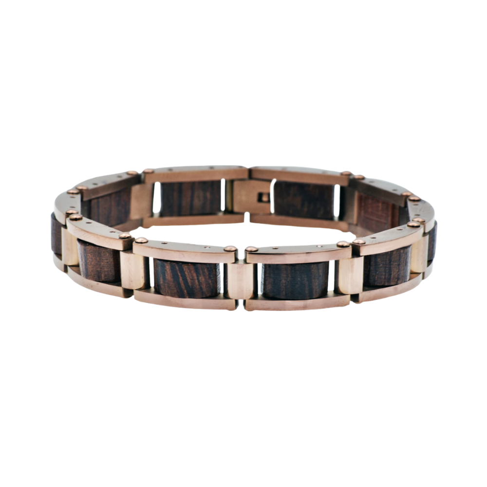 Chocolate Stainless Steel And Wood Bracelet