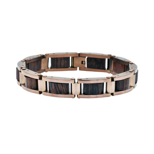 Chocolate Stainless Steel And Wood Bracelet