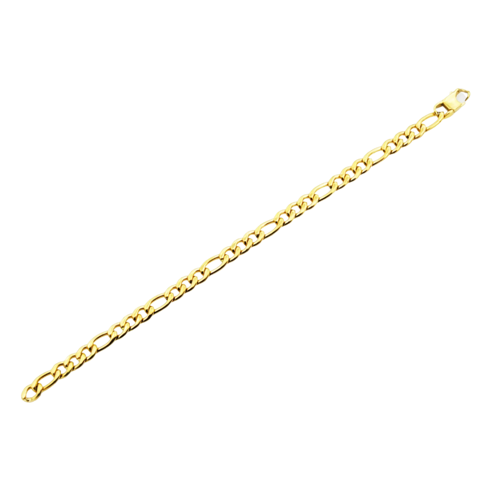 Gold Stainless Steel Figaro Link Chain Bracelet