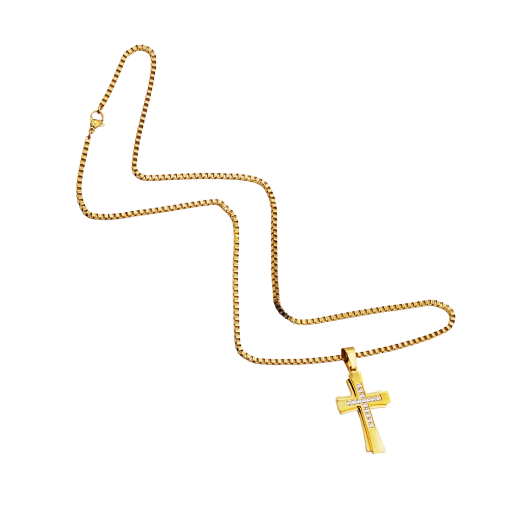 Gold Stainless Steel Cross Pendant