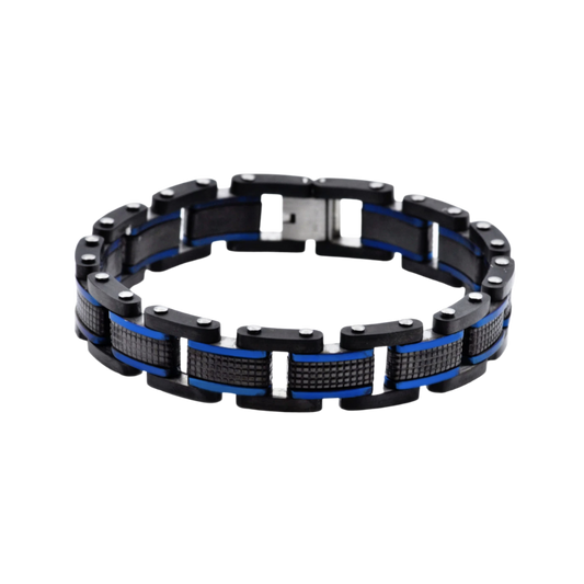 Black Plated Textured Stainless Steel Bracelet