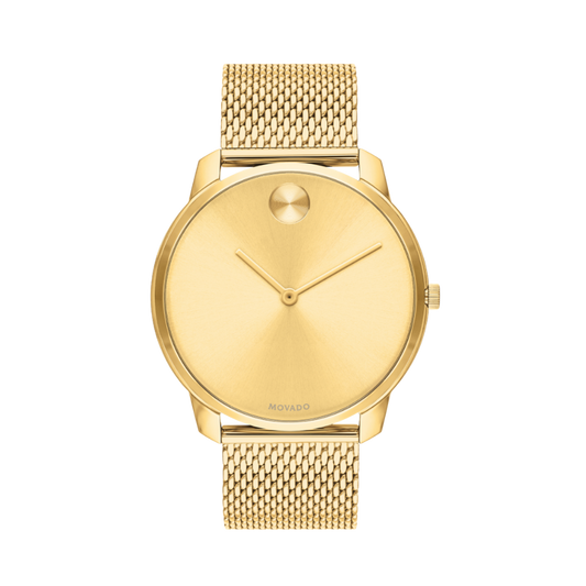 Movado Bold Quartz Gold Dial Yellow Gold Ion-plated Men's Watch