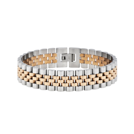 Rose Stainless Steel Watch Style Link Bracelet