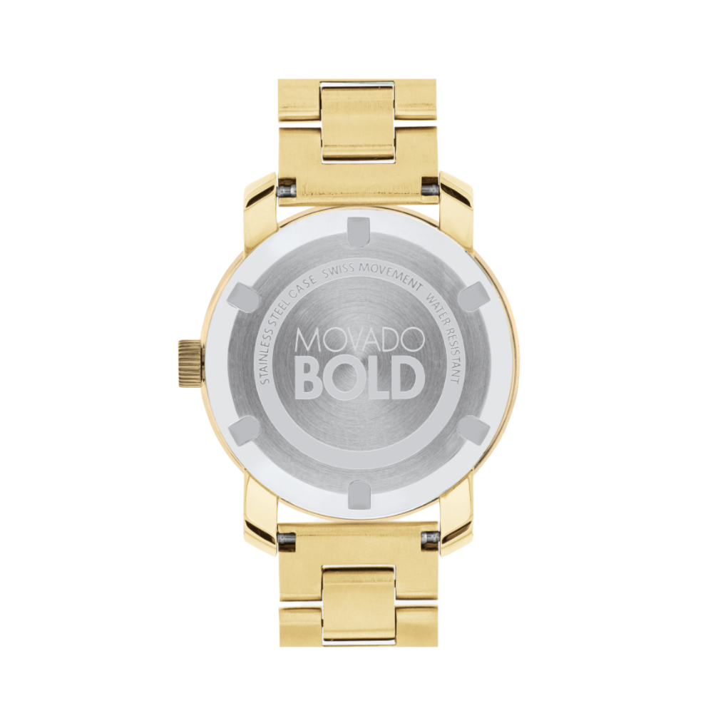 Movado Bold Champagne Dial Yellow Gold Ion-pated Ladies Watch