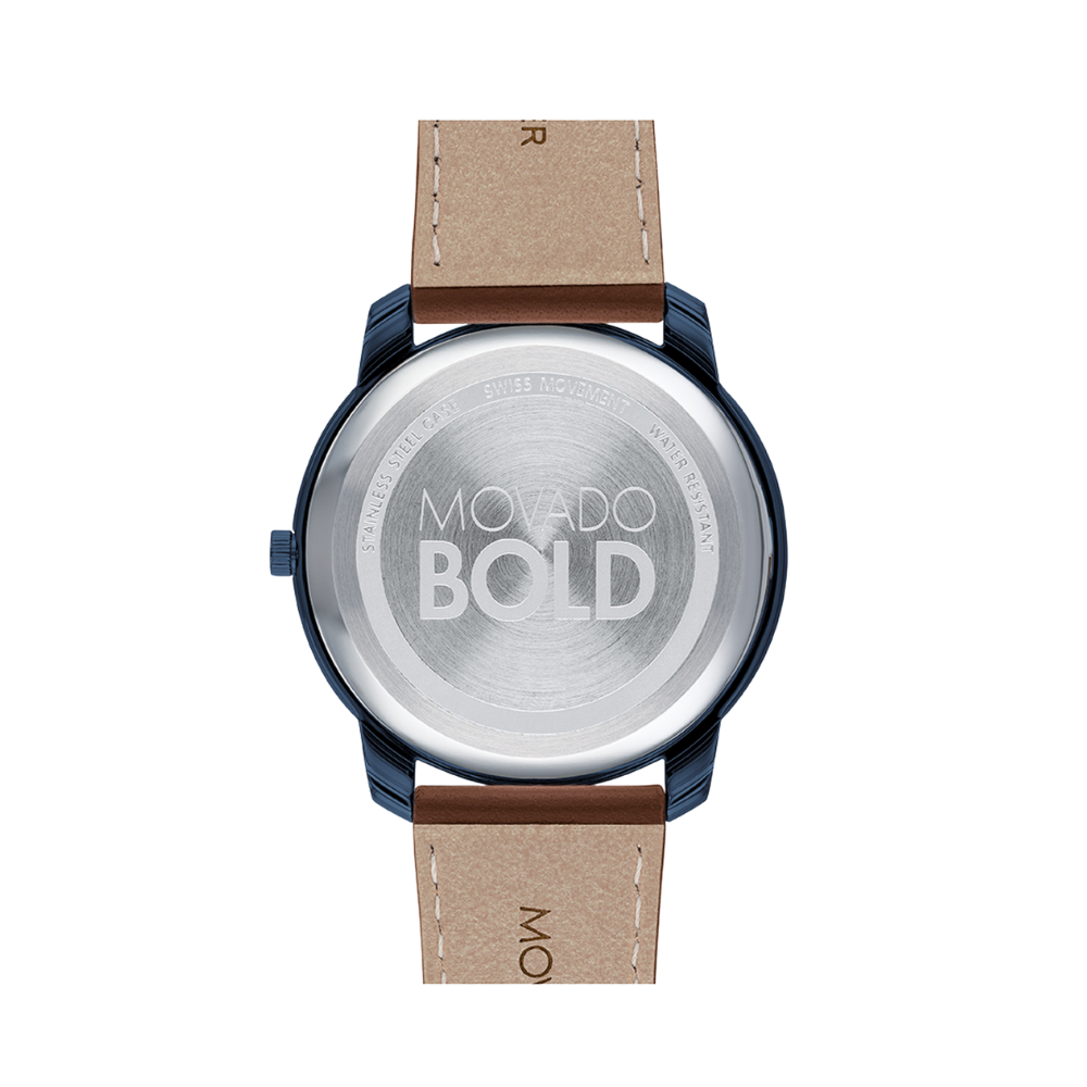 Movado Bold Quartz Blue Dial Brown Leather Men's Watch