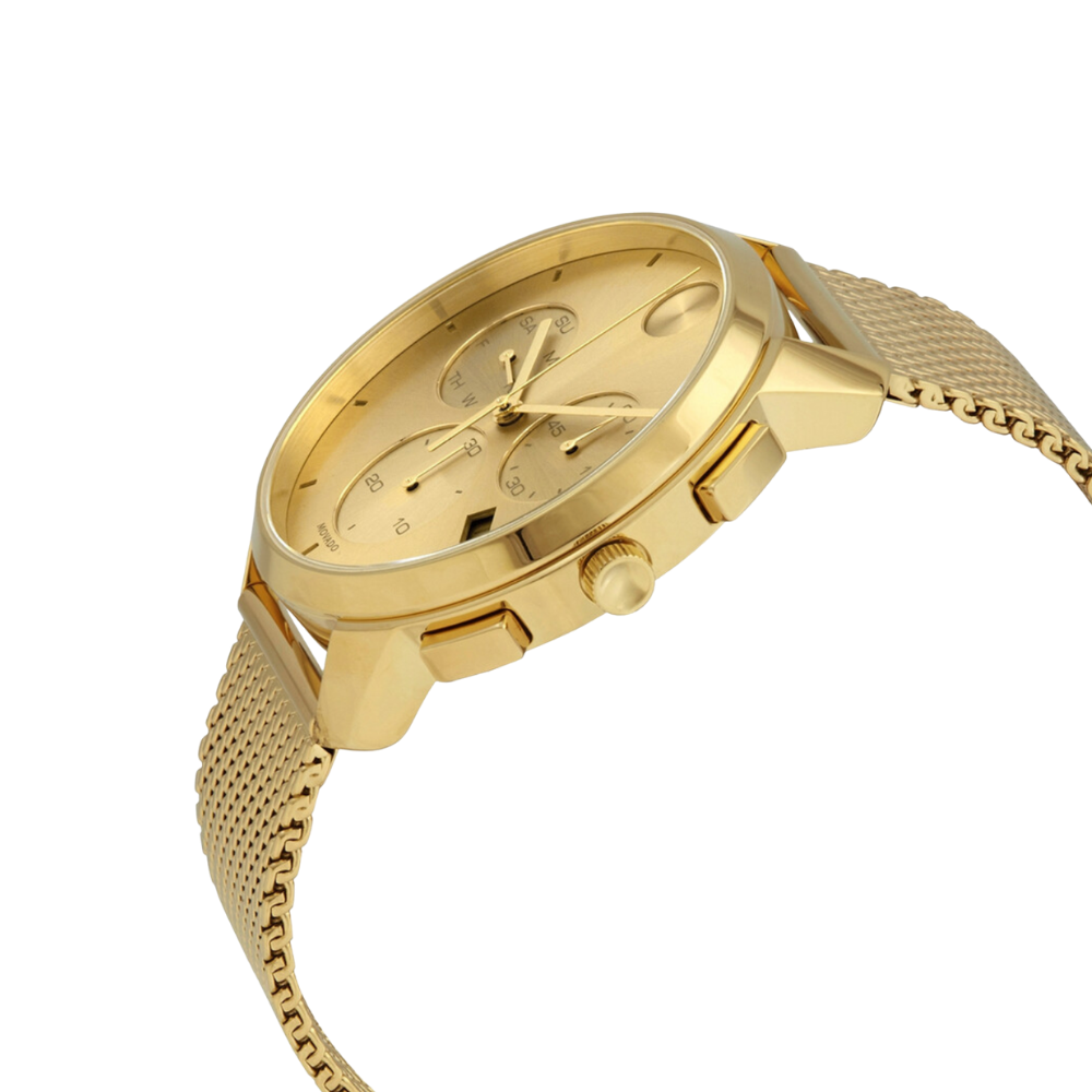 Movado Bold Thin Chronograph Quartz Gold Dial Men's Watch