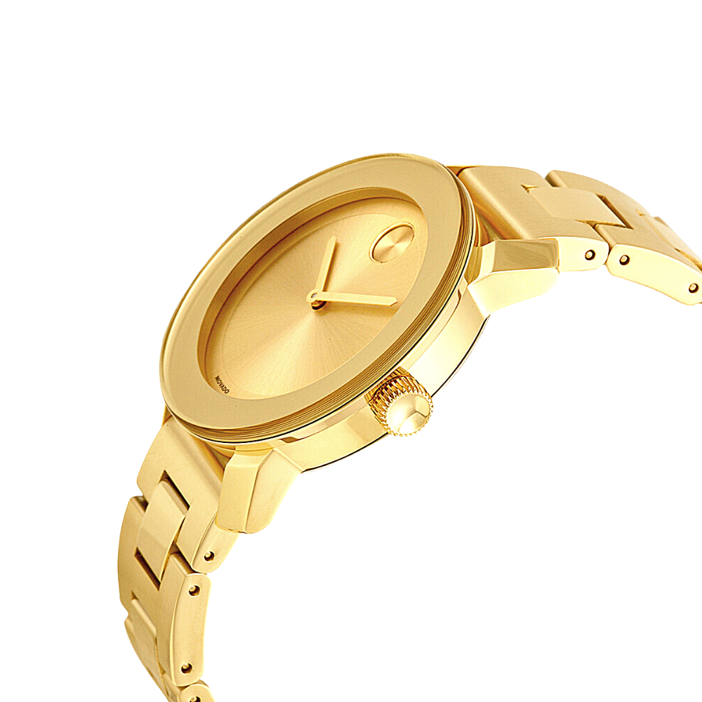 Movado Bold Champagne Dial Yellow Gold Ion-pated Ladies Watch