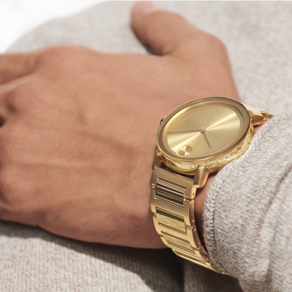 Movado Bold Gold Dial Yellow Gold Ion-plated Men's Watch