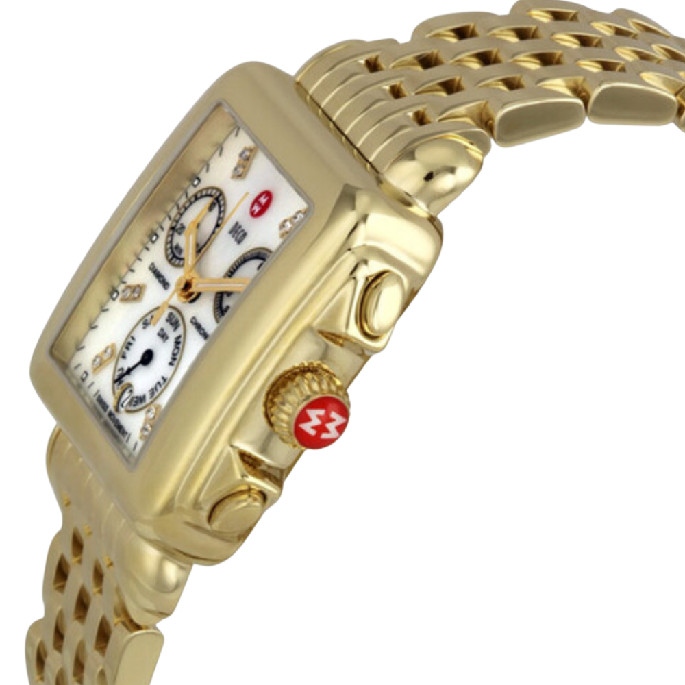 Michele Deco Diamond Dial 18K Gold Watch